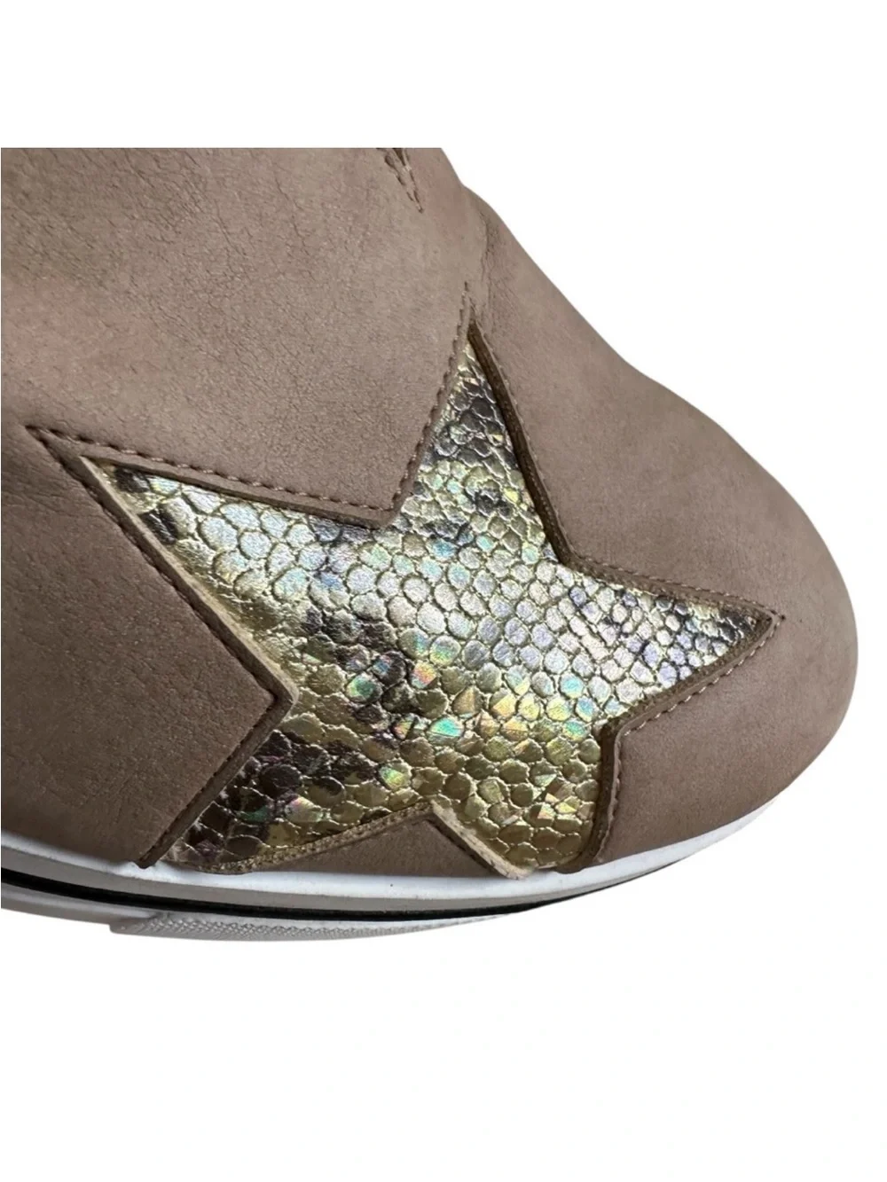 Stella McCartney Binx Glitter Star Platform Sneakers Beige Gold EU 40